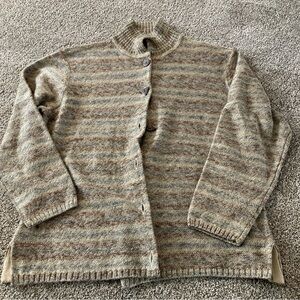 VTG  Cabela's Women’s Sweater M Knit Button Up Cardigan Light Weight Grey Tan